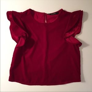 Zara Red Velvet Top